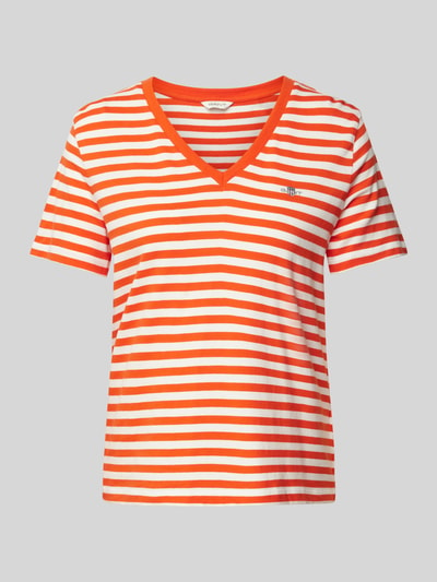 Gant T-Shirt mit Label-Stitching Koralle 1