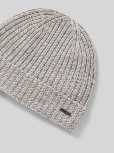 JOOP! Collection Beanie aus Wolle mit Label-Detail Modell 'FRANCIS' Mittelgrau 2