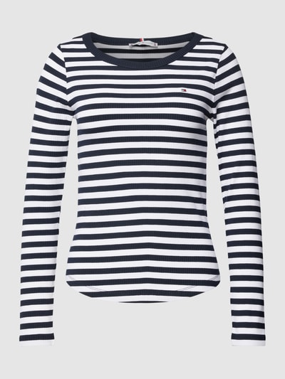 Tommy Hilfiger Slim Fit Longsleeve aus Viskose-Mix mit Streifenmuster Marine 2