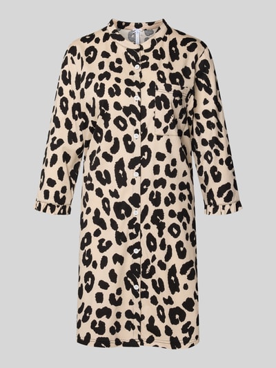 LOUIS & LOUISA Nachtoverhemd met 3/4-mouwen, model 'Schmusekatze' Zwart - 1