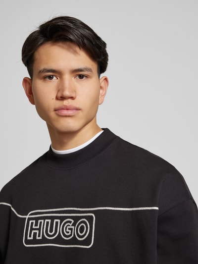 Hugo Blue Sweatshirt mit Label-Stitching Modell 'Noideryos' Black 3