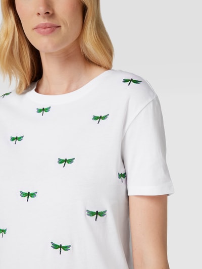 Jake*s Casual T-Shirt mit Allover-Motiv-Stitching Weiß 3
