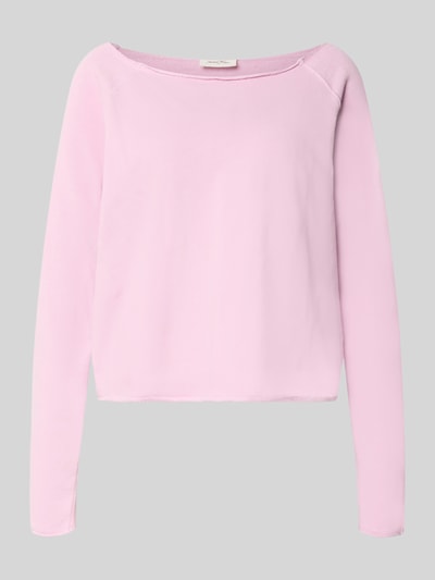Produktfoto, Sweatshirt mit U-Boot-Ausschnitt Modell 'BTOWN' von American Vintage in zartem Rosa, reine Baumwolle, lockere Passform, Saum im Destroyed-Look