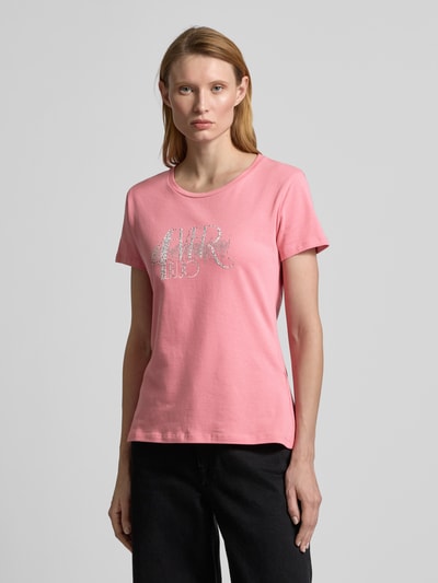 LIU JO SPORT T-Shirt mit Strasssteinbesatz Pink 4