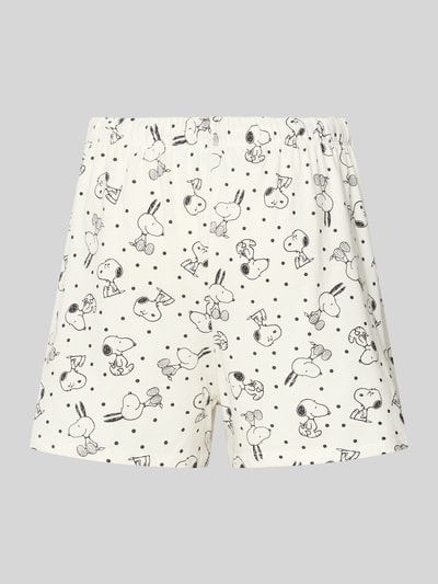 Produktfoto, Pyjama-Hose im Allover-Look von Jake*s Casual aus reiner Baumwolle mit Elastischer Bund und Relaxed-Fit, weiß mit schwarzen Punkten und Comic-Motiven