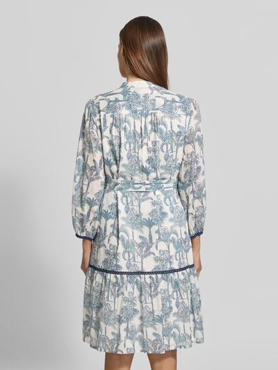 0039 Italy Knielanges Kleid mit Stehkragen Modell 'Milo' Weiss 5