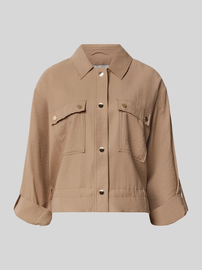 Produktfoto, Regular Fit Blazer mit Brusttaschen von MORE & MORE, beige, Umlegekragen, 3/4-Arm, strukturierte Textur, Modal-Mix