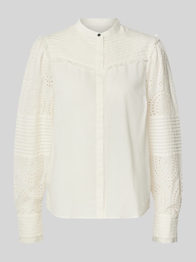 BOSS Orange Regular Fit Bluse mit Lochstickerei Modell 'Bebrody' Offwhite 2