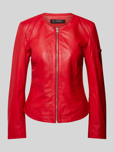 Cabrini Lederjacke mit Paspeltaschen Hellrot 2