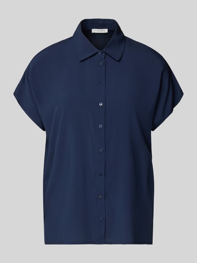 Produktfoto, Regular Fit Bluse aus Viskose von Christian Berg Woman, granatowa, krój regular fit, kołnierzyk koszulowy, listwa guzikowa, długość tyłu 64 cm, długość rękawów 15 cm, bluzka z wiskozy
