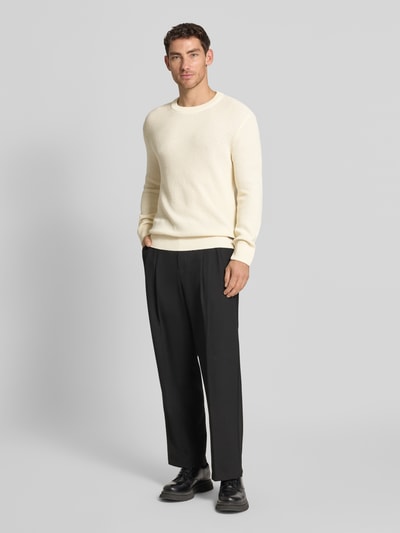 Tom Tailor Denim Relaxed Fit Strickpullover aus Baumwoll-Mix Offwhite 1