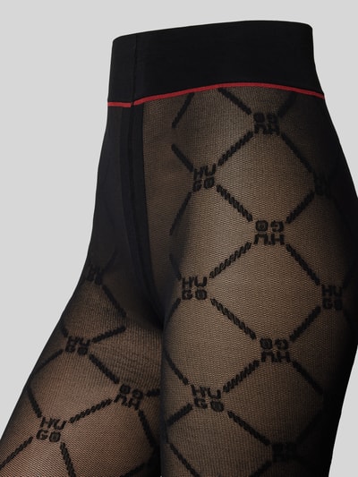 HUGO Strumpfhose mit elastischem Bund Modell 'MONOCHAIN' Black 2