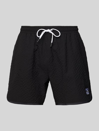 HUGO Relaxed Fit Badeshorts mit Strukturmuster Black 1