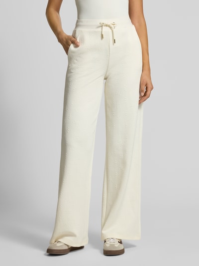 Guess Activewear Wide leg sweatbroek met structuurmotief, model 'PEONY' Offwhite - 4