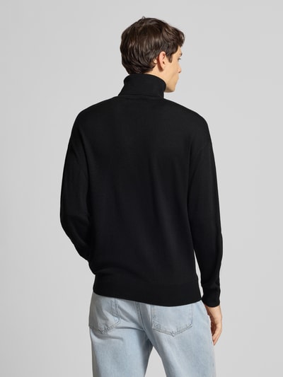 BLKVIS Golf z mieszanki wełny z wyhaftowanym logo Czarny 5