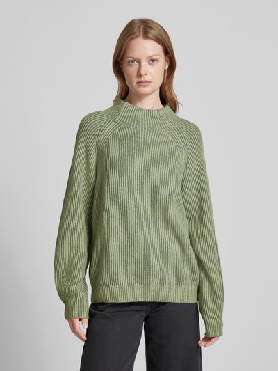 Tom Tailor Loose Fit Strickpullover mit gestreiftem Ripp-Muster Hellgruen 4