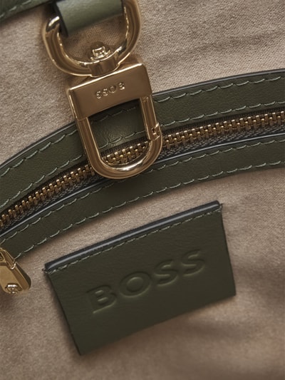 BOSS Handtas van echt rundleer Donkergroen - 6