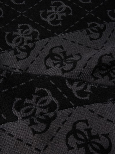 Produktfoto, Schal mit Viskose-Anteil von GUESS, rechteckige Form, schwarze und graue Farben, Fransen, Logo-Details, Damen Schal
