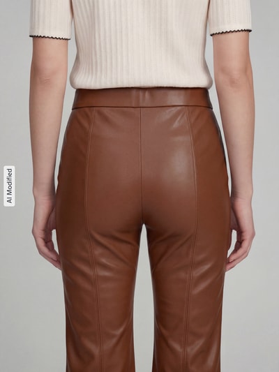 Raffaello Rossi Wide leg kunstleren broek van viscosemix model 'MACY' Camel - 3