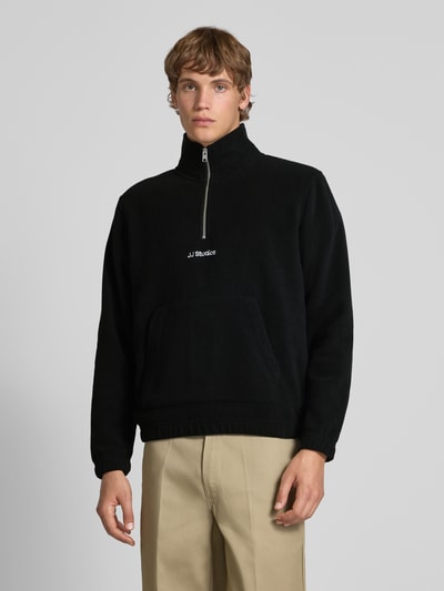 Jack & Jones Fleecepullover mit Känguru-Tasche Modell 'SOHO HALFZIP FLEECE' Black 4