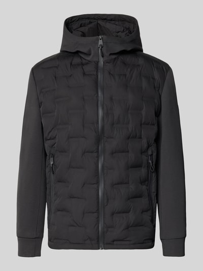 Produktfoto, schwarze Regular Fit Steppjacke mit winddichter Funktion von Strellson, glatte und gesteppte Texturen, Herren Steppjacke von Strellson