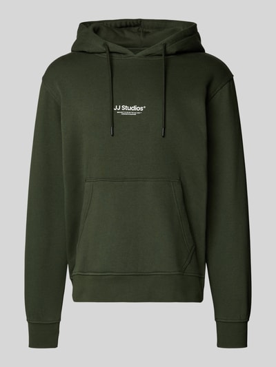 Jack & Jones Hoodie met labelprint, model 'SOHO' Donkergroen - 2