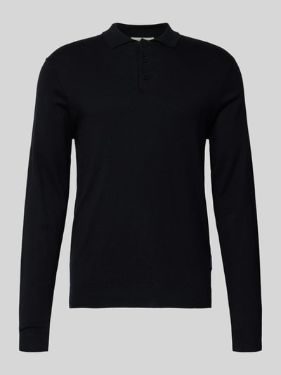 Casual Friday Gebreide pullover met kasjmier en polokraag, model 'FRODE' Zwart - 2