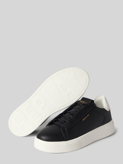 Produktfoto, Sneaker mit Label-Details Modell 'NOTTING MEDIUM' von Replay in Schwarz und Weiß, abgerundete Spitze, Schnürung, Absatzhöhe 4 cm, Schafthöhe 6 cm, Schaftweite 8 cm