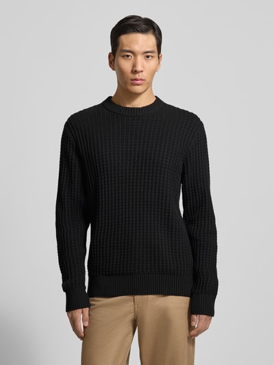 SELECTED HOMME Regular fit gebreide pullover van puur biologisch katoen, model 'TOM' Zwart - 4