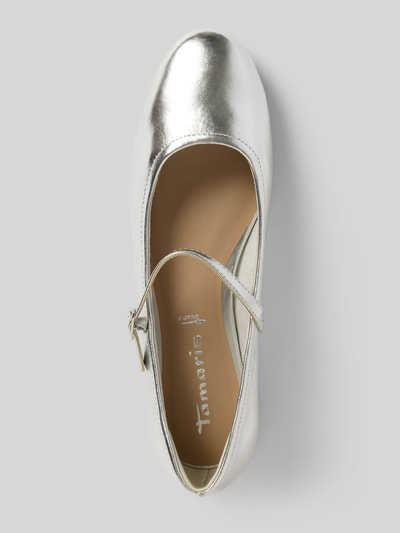 Tamaris Ballerina's met riempjes in metallic look Zilver - 3