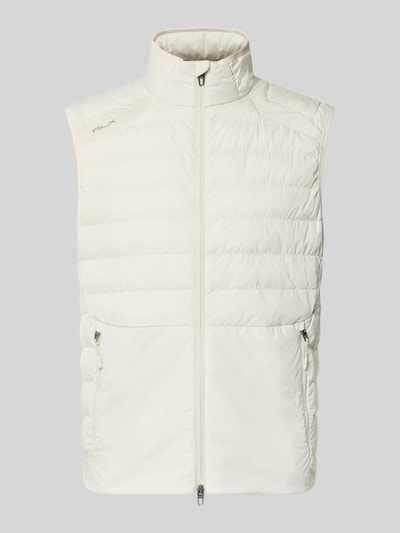 Produktfoto, Regular Fit Weste mit Logo-Stitching Modell 'PIECE DYED' von Polo Ralph Lauren in einfarbigem Weiß, gesteppt, glatte Textur. Herren Weste von Polo Ralph Lauren.
