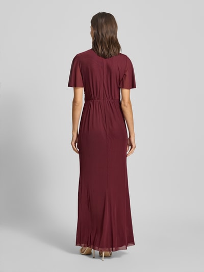 Christian Berg Cocktail Abendkleid mit V-Ausschnitt Dunkelrot 5
