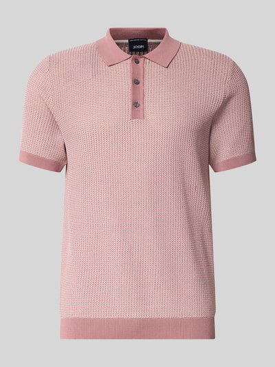 Produktfoto, Slim Fit Poloshirt mit Strukturmuster Modell 'Brianoro' von JOOP! COLLECTION z bawełny, krój slim fit, fakturowany wzór, listwa guzikowa, detal z logo, długość tyłu w rozmiarze M: 70 cm