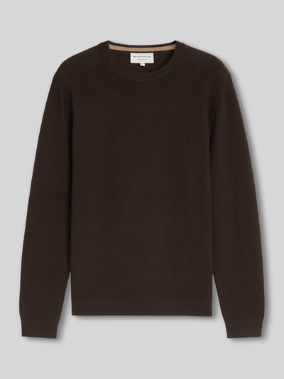 Tom Tailor Regular fit pullover met crew neck kraag Donkerbruin - 2
