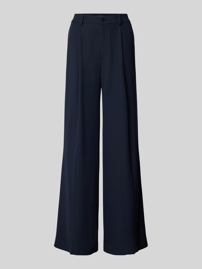 Lauren Ralph Lauren Wide leg bandplooibroek met riemlussen, model 'KIRAHN' Marineblauw - 2