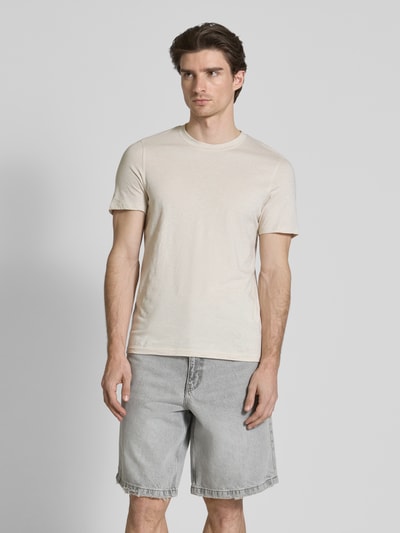 MCNEAL T-shirt met geribde ronde hals Beige - 4