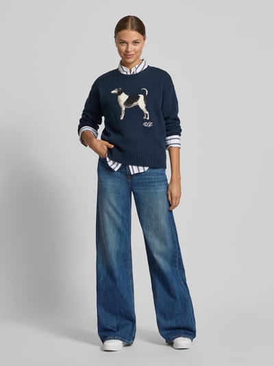Lauren Ralph Lauren Strickpullover mit Label-Detail Modell 'RIEDNEE' Marine 1