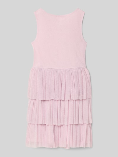 Produktfoto, Tailliertes Freizeitkleid im Layer-Look von s.Oliver RED LABEL, unifarben in zartem Rosa mit Tüll und breiten Trägern, Midi-Länge, elastische Stretch-Verarbeitung