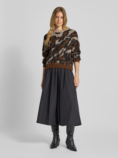 Vila Sweter z dzianiny o kroju oversized z prążkowanymi wykończeniami model ‘LOMA’ Ciemnobrązowy 1