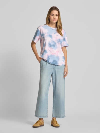 Jake*s Casual Loose Fit Jeans-Culotte mit elastischem Bund Hellblau Melange 1