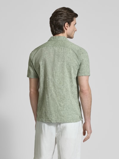 Lindbergh Relaxed fit linnen overhemd met 1/2-mouwen Olijfgroen - 5