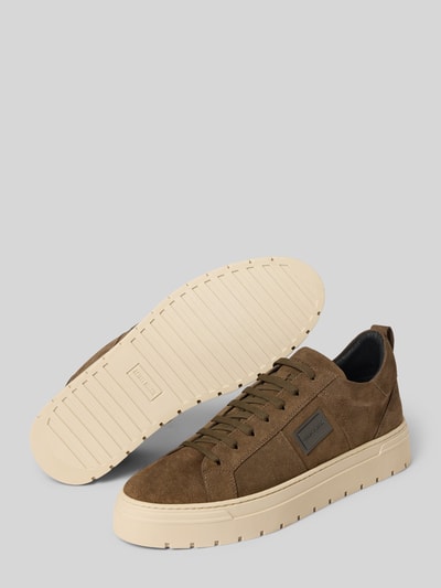 Produktfoto, Sneaker aus echtem Leder Modell 'Moose' von Antony Morato, bruine tinten, afgeronde pasvorm, vetersluiting, profielzool, hakhoogte maat 44: 4 cm, schachthoogte maat 44: 9 cm, schachtbreedte maat 44: 8 cm