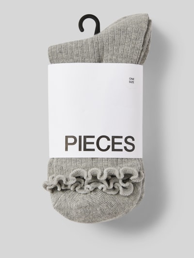 Pieces Socken mit Baumwoll-Anteil und Rüschen Modell 'CAFIA' Silber 3