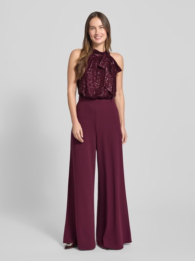 Swing Regular fit jumpsuit met pailletten Donkerrood - 4