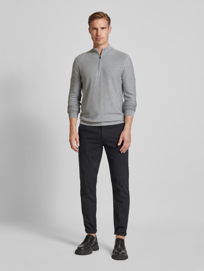 OLYMP Level Five Sweter z dzianiny o kroju slim fit ze stójką Srebrny 1