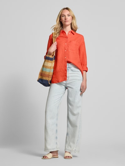 Marc O'Polo Regular fit blouse van puur linnen Oranje - 1