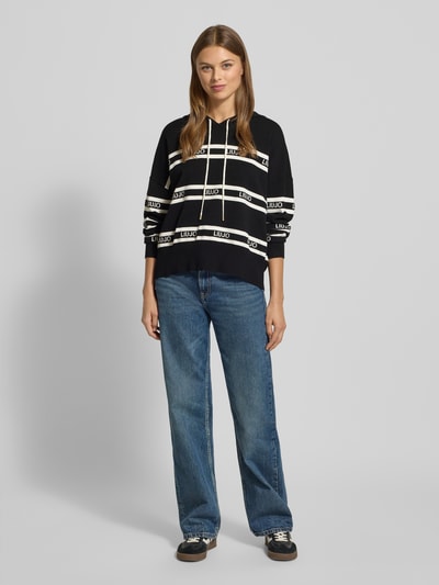 LIU JO SPORT Sweter o kroju relaxed fit z mieszanki wiskozy z wyhaftowanym logo Czarny 1
