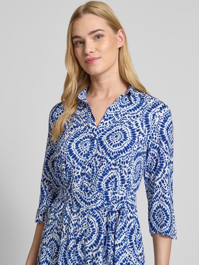Apricot Hemdblusenkleid aus Viskose mit Bindegürtel Blau 3