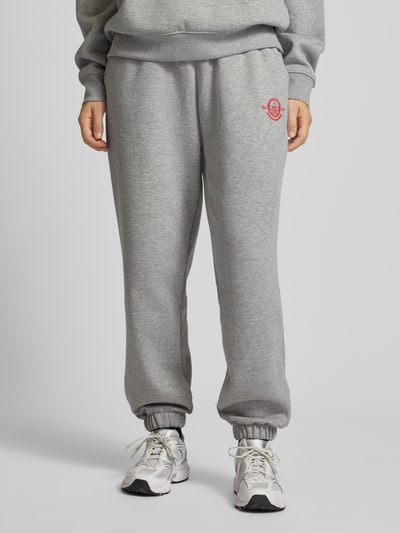 LeGer by Lena Gercke Regular fit sweatpants met labelstitching, model 'Maxime' Middengrijs gemêleerd - 4