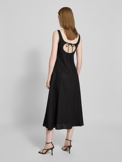 Forever New Midikleid aus Leinen-Viskose-Mix mit Schnürung Modell 'Solene' Black 5